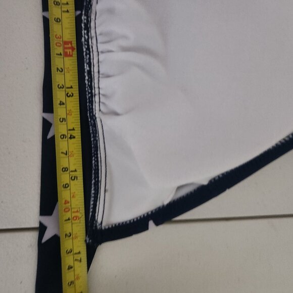 Womens Navy Blue Bikini Top With White Stars Halter Tie Style Triangle Cups Swim - Picture 4 of 6